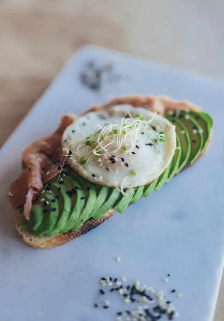 Avocado toast with egg from Pau Bakery